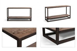 Mesa Auxiliar Moderna Federa, Mesa Consola Larga con Tapa de Madera y Estructura de Hierro, Estilo Loft Urbano, para Entrada, Apartamento, Salón, Ecológica - Product Image 6