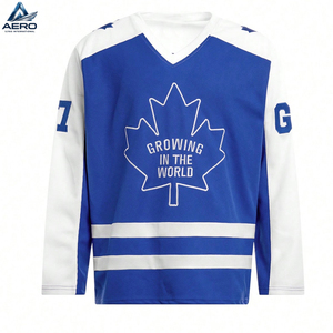 Servicio OEM ODM, Camisetas y Tops de Hockey sobre Hielo para Adultos, 100% Poliéster, Manga Larga, Corte Holgado, Rayas de Color en Contraste, Bordado con Letras - Product Image 3