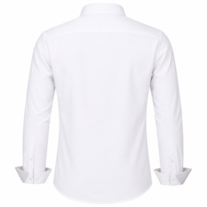 Chemises habillées décontractées pour hommes, à col montant tricoté, anti-plis, à manches longues et boutonnées, en polyester/coton satiné, collection Printemps – Meilleures ventes - Product Image 5