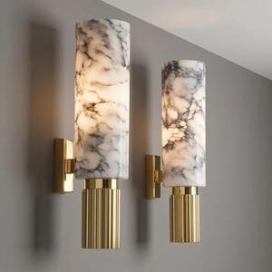 Applique murale moderne en marbre CH, cylindre en laiton, lumière LED, décoration intérieure pour salon - Product Image 3