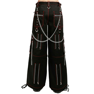 Pantalon cargo punk gothique personnalisé pour hommes et femmes, noir, coupe large, style bondage, avec cordon de serrage, rivets et taille élastique - Product Image 5