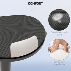 Sedia Ergonomica Basculante con Base in Nylon Regolabile, Sgabello a Dondolo per Scrivania, Comoda Funzione di Inclinazione per Ufficio, Nera - Product Image 6