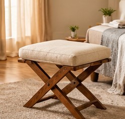 Wooden Rectangle Footrest Ottoman Upholstered <b>Bench</b> Cushioned Stool <b>Folding</b> <b>Seat</b> for Bedroom Living Room Housewarming Modern - Product Image 1