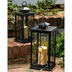 Wholesale Rustic Metal <b>Candle</b> Lantern Hanging Glass <b>Candle</b> <b>Holder</b> Vintage Farmhouse Decor Table Centerpiece Outdoor Wedding - Product Image 4