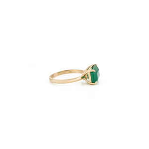 Magnifique bague de fiançailles classique en or jaune 18 carats avec émeraude solitaire, design East West, best-seller, bijoux personnalisés - Product Image 5