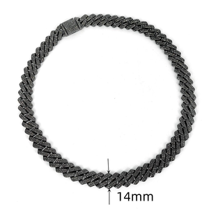 Moissanite Diamond Cuban Link Chain 925 <b>Silver</b> Pink Stone Iced Out Necklace Black Finish Hip Hop Jewelry Gift for Men Women - Product Image 6