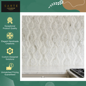 Mosaïque de marbre ondulé de haute qualité, luxueuse, moderne, faite à la main, finition polie, pour mur intérieur, crédence, hôtel - Product Image 4