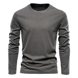 100% Cotton Solid Colors Long Sleeve T-Shirt for <b>Men</b> Custom Printing Dry Fit <b>Men</b> Full Sleeve O-Neck T-Shirts for <b>Men</b> OEM - Product Image 2