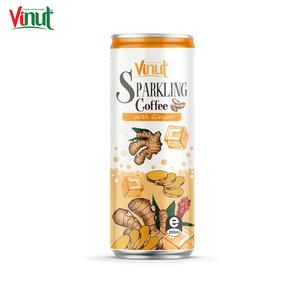 Lata VINUT de 250ml (enlatado) Café espumoso con muestra sin jengibre, fabricación de Vietnam, refresco mental - Product Image 1