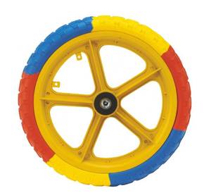 Neumático Sólido Tricolor Antipinchazos de Espuma EVA para Bicicleta con Llanta de Plástico de 5 Radios para Bicicletas de Equilibrio para Niños y Bicicletas Infantiles - Product Image 1