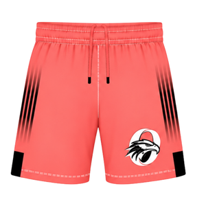 Shorts de rugby rouge corail et noir, taille élastique, respirants, légers, pour l'entraînement d'équipe, performance sportive, bas de tenue de sport - Product Image 1