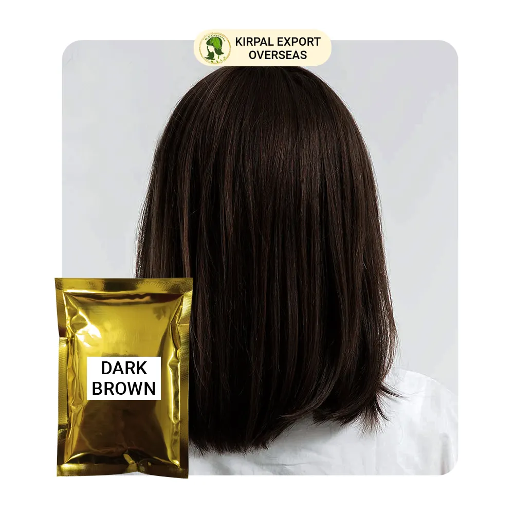 Ecocert sertifikası en iyi satış doğal % 100% organik gerçek üçlü rafine bitkisel koyu kahverengi saç rengi tozu