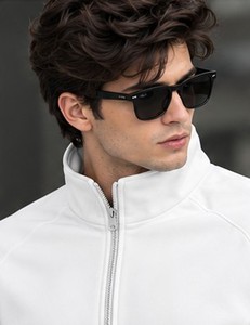 Blouson zippé en polaire blanc pour homme, col montant, respirant, style sportif, vêtement d'extérieur d'automne, coupe régulière, en polyester tricoté - Product Image 3