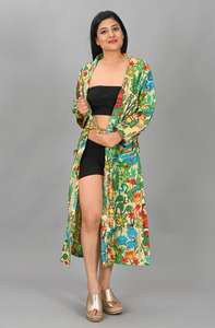 ชุดคลุมอาบน้ำคิโมโนผ้าฝ้ายออร์แกนิค 100% คอวี ดีไซน์หรูหรา พิมพ์ลายดอกไม้ แห้งเร็ว ระบายอากาศได้ดี สำหรับผู้หญิง ใช้ได้ทุกวัน ชุดนอนเซ็กซี่ - Product Image 3