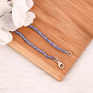 Natural Tanzanite Gemstone <b>Beaded</b> <b>Necklace</b> in 925 Sterling Silver Handmade Jewelry for Unisex - Product Image 4