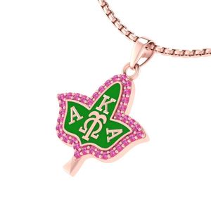 Collar de Plata de Ley con Hoja de Hiedra Rosa Plateada y Esmalte Verde, Colgante de Cristal para Mujer, Joyería, Accesorio de Moda, Elegante Regalo, Adorno - Product Image 4