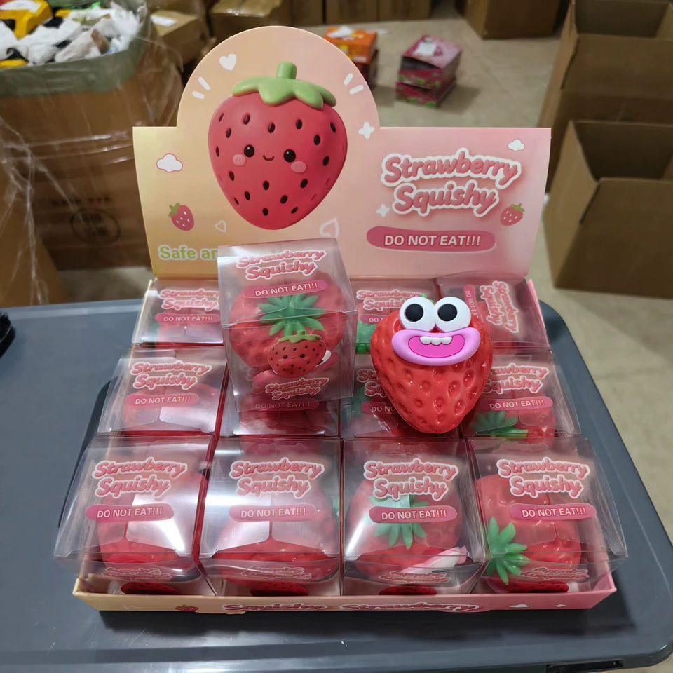 Wholesale Strawberry Shaped Slow-Rising Fidget Squishy Toy Facial ...