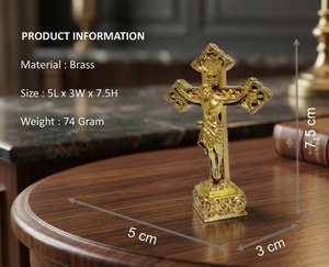 Idole de Jésus plaquée laiton de Jaipur Metals |   Statue chrétienne 100% en laiton |   5 x 3 x 7,5 cm |   74 g |   Cadeaux et décorations religieuses - Product Image 3