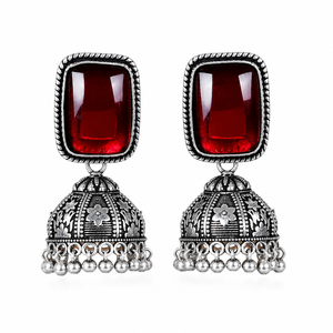 Oxidized <b>Silver</b> Jhumka <b>Earrings</b> for Women | Handmade Indian Ethnic <b>Dangle</b> <b>Earrings</b> | Wholesale Fashion Jewelry - Product Image 1