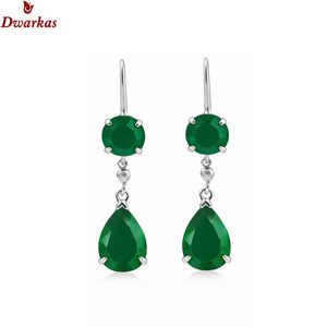 Boucles d'oreilles élégantes et tendance pour femmes, en argent sterling 925, onyx vert naturel, CZ, multi-pierres, cadeau d'anniversaire - Product Image 2