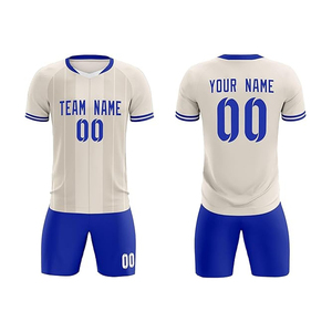 Conjunto de uniforme de fútbol personalizado, camiseta y pantalones cortos, estampado sublimado azul y morado, nombre del equipo, número personalizado, todas las tallas - Product Image 5