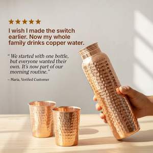 Copper water bottle for clean and natural hydration durable metal drinkware for everyday use <b>at</b> <b>home</b> and <b>work</b> - Product Image 4