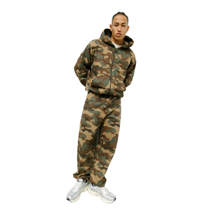 Pantalon de jogging en molleton camouflage personnalisé pour homme, coupe décontractée, taille à cordon, bas de pantalon à revers, style streetwear, fournisseur d'usine de vêtements OEM - Product Image 1