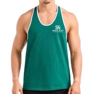 <b>Mens</b> Green Racerback Tank Top <b>Gym</b> Workout <b>Vest</b> Athletic Fitness Training Bodybuilding Sportswear Sleeveless Running Activewear - Product Image 4