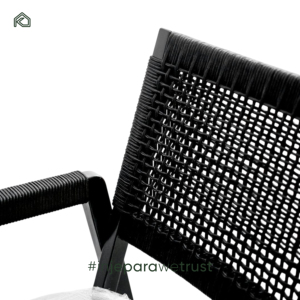 Chaises de salle à manger modernes en bois massif avec dossier en rotin pour usage extérieur dans les cafés et les patios - Product Image 5