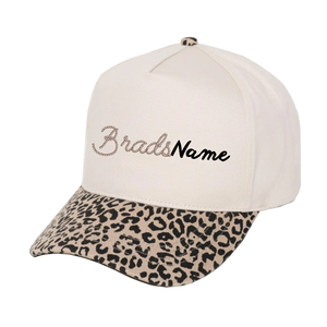 Gorra de Béisbol Personalizada con Estampado de Leopardo en Dos Tonos, Nombre Bordado Personalizado, Gorra Estructurada Ajustable, Moda Unisex para Adultos - Product Image 1