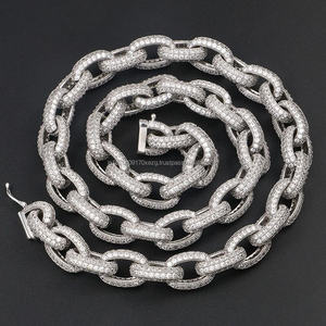 <b>Iced</b> <b>Out</b> Rolo <b>Chain</b> Moissanite Diamond in 925 Sterling Silver Heavy Chunky Hip Hop Necklace Jewelry for Men Rapper - Product Image 5