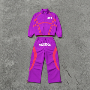 Custom Unisex Tracksuit Set Black Red Geometric Print Quick Dry Breathable Cotton Sporty Style Full <b>Zip</b> Jacket Pants Solid - Product Image 5