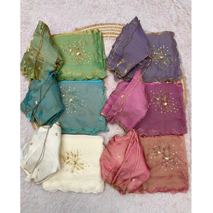 Sari en organza de soie violet de qualité supérieure avec broderie florale Zari – Tenue ethnique élégante pour les fêtes - Product Image 5