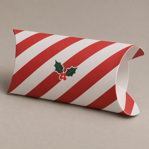 <b>Christmas</b> Candy Stripe Paper Gift <b>Box</b> Holiday Packaging Pillow <b>Box</b> Custom Printed Festive Favor <b>Box</b> - Product Image 1