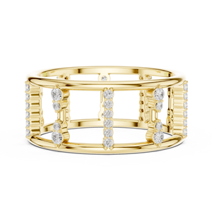 Yellow Gold Geometric <b>Open</b> Band <b>Ring</b> for Women Micro Pave Crystal Statement <b>Ring</b> Luxury Designer Fashion Jewelry - Product Image 4