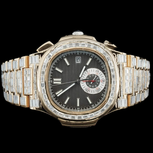 Reloj de Diamantes de Alta Calidad con Esfera Negra y Caja Cuadrada, con Incrustaciones de Diamantes Moissanite Baguette, Estilo Hip Hop - Product Image 1