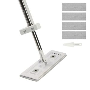 Mop Piatto in Microfibra con Funzione di Strizzatura Automatica, 4 Panni Riutilizzabili per Pulizia Pavimenti Bagnati/Asciutti, per Uso Ufficio - Product Image 1