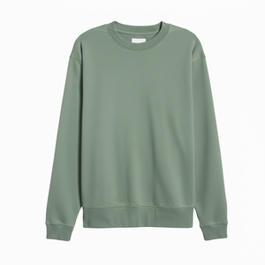 Sudadera Unisex Extra Grande con Cuello Redondo, Color Verde Sólido, Felpa Francesa, Estilo Casual, Otoño, Tejido de Punto, Corte Regular, Manga Larga - Product Image 1