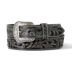 Ceinture d'outillage en cuir occidental pour hommes, blanche, sculptée à la main, en relief floral, pour Cowboy Cowgirl - Product Image 2