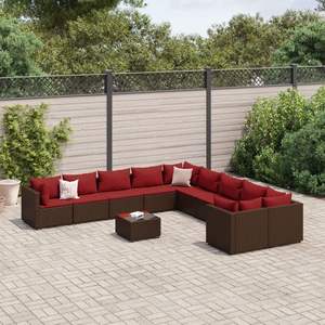 Ensemble de 10 canapés de patio marron et rouge cannelle pour la détente en jardin - Product Image 1