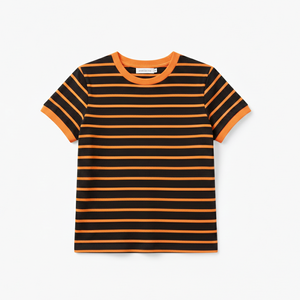 Camiseta para Mujer con Servicios de Fabricante de Equipo Original, Camisetas con Patrón de Forro Naranja y Negro para Mujer al por Mayor - Product Image 1