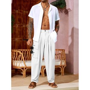 2025 pantalones holgados de lino para hombre, pantalones bombachos informales plisados de verano, estilo Hippie de playa, logotipo personalizable, característica antiarrugas - Product Image 2