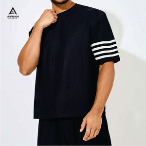Ensemble de sport AIFRAN SPORTS pour homme, t-shirt et short en maille respirante noire, col rond, tenue sportive en deux pièces - Product Image 3