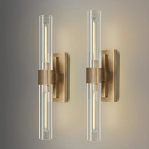 Industrial Wall <b>Sconce</b> Black Metal Irregular Glass Shade Gold Accent <b>Lighting</b> - Product Image 6