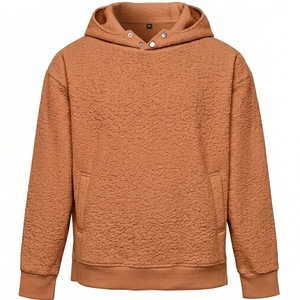 เสื้อฮู้ดดี้หนานุ่มสำหรับฤดูหนาว ผ้าฝ้าย 100% ทรงโอเวอร์ไซส์ สีเบจ สำหรับผู้ชาย ผ้าฝ้าย/โพลีเอสเตอร์ รับสกรีนแบรนด์ - Product Image 2