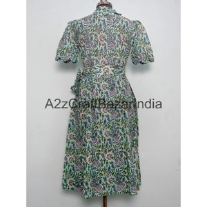 Vestido de Verano Midi para Mujer, Hecho a Mano, Estampado Floral Indio Kangura, de Algodón, Ecológico, con Encaje, Transpirable, Corte en A - Product Image 6