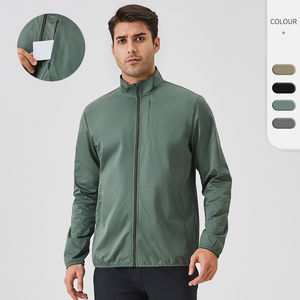 Veste coupe-vent de sport pour homme, manches longues, demi-zip, coupe-vent respirant, camouflage, course à pied, fitness - Product Image 1