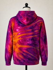 Sudadera con Capucha Tie Dye Personalizada al por Mayor, Unisex, Color Rosa, Morado y Naranja, Estilo Urbano - Product Image 3