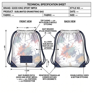 Paint Splatter Print Drawstring <b>Bag</b> Orange <b>Navy</b> Grey Sublimation Design With Rubber Logo Patch Custom Gym Backpacks Sports Teams - Product Image 6