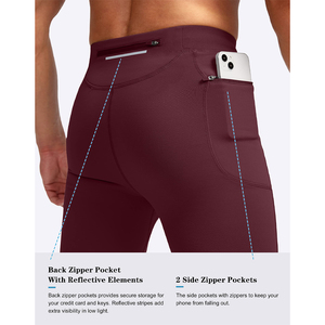 Pantalon de sport léger pour homme, pantalon de compression respirant, élastique, avec cordon de serrage, poches arrière zippées cachées, pantalon de fitness - Product Image 3